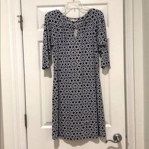 Zen-Knits Blue & White 3/4 sleeve dress.